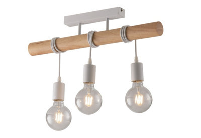 Luminosa Lighting Luminosa Arizona Bar Ceiling Semi Flush LightPineWhiteE27 from B&Q