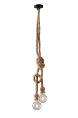 Luminosa Lighting Luminosa Rope Design Twin PendantBeigeE27 from B&Q