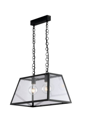 Luminosa Lighting Luminosa Lexington Bar Lantern Ceiling PendantBlackTransparentE27 from B&Q