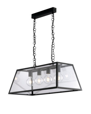 Luminosa Lighting Luminosa Lexington Bar Lantern Ceiling PendantBlackTransparentE27 from B&Q