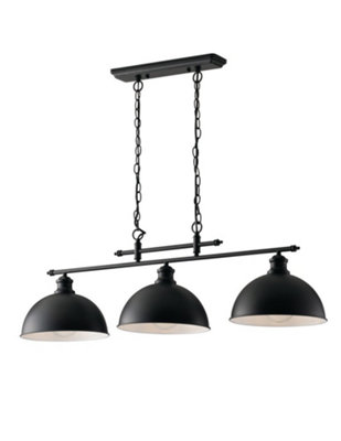 Luminosa Lighting Luminosa Charleston Triple Dome Bar PendantBlack WhiteE27 from B&Q