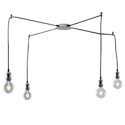 Luminosa Lighting Luminosa Groove 4 Light Cluster Pendant Ceiling Light Chrome 250Cm from B&Q