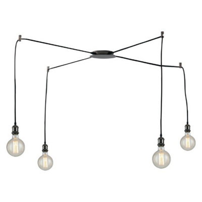 Luminosa Lighting Luminosa Groove 4 Light Cluster Pendant Ceiling Light Black 250Cm from B&Q