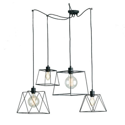 Luminosa Lighting Luminosa Brooklyn 4 Light Cluster Pendant Ceiling Light Black 250Cm from B&Q