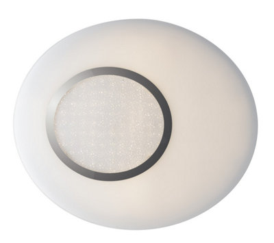 Luminosa Lighting Luminosa Gioia Led Round Flush Decorative Ceiling LampWhiteChrome4000K from B&Q