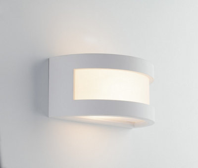 Luminosa Lighting Luminosa Cervinia Flush Paintable Plaster Wall LightWhiteE27 from B&Q