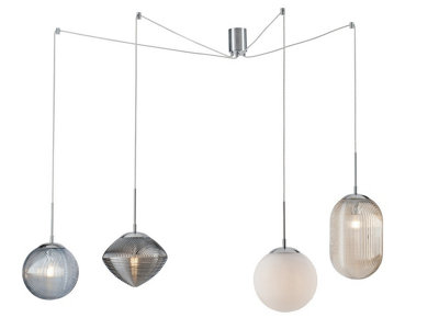 Luminosa Lighting Luminosa Greenwich Glass Adjustable Cluster Drop PendantE27 from B&Q