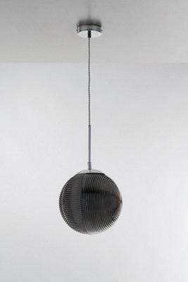 Luminosa Lighting Luminosa Greenwich Round Glass Ceiling PendantGreyE27 from B&Q