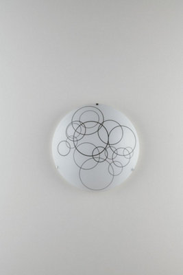 Luminosa Lighting Luminosa Karma Decorative Flush Ceiling LightWhite GlassE27 from B&Q