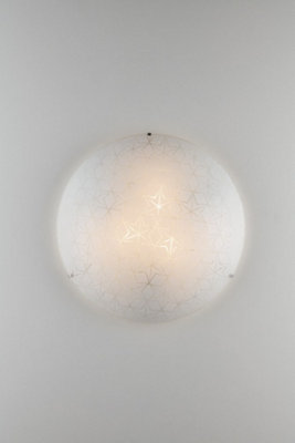 Luminosa Lighting Luminosa Esagram Decorative Flush Ceiling LightWhite GlassE27 from B&Q