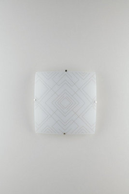 Luminosa Lighting Luminosa Vector Decorative Flush Ceiling LightGlossy White GlassE27 from B&Q