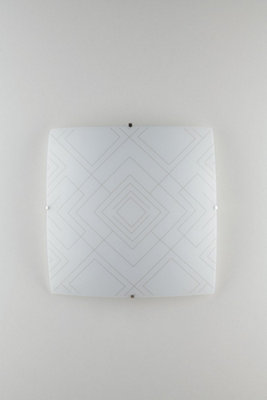 Luminosa Lighting Luminosa Vector Decorative Flush Ceiling LightGlossy White GlassE27 from B&Q
