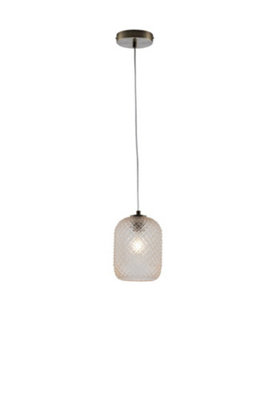 B&Q -  Luminosa Ashford Dome Pendant Ceiling Light Amber 15X20Cm