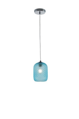 B&Q -  Luminosa Ashford Dome Pendant Ceiling Light Blue 15X20Cm