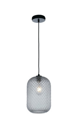 B&Q -  Luminosa Ashford Glass Dome PendantGreyE27