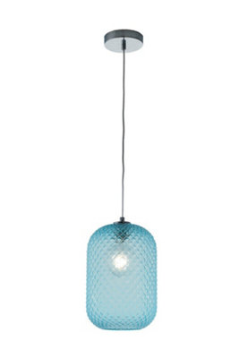 B&Q -  Luminosa Ashford Dome Pendant Ceiling Light Blue 20X34.5Cm