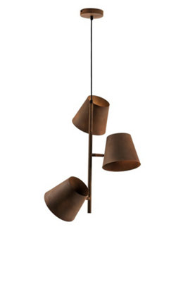 Luminosa Lighting Luminosa Colt 3 Light Multi Arm Pendant Ceiling Light Rust 51X59.5Cm