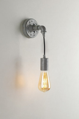 Luminosa Lighting Luminosa Amarcord Pipe Effect Wall LampZincE27 from B&Q