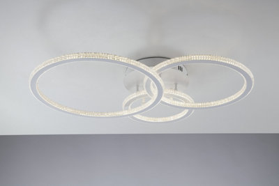 Luminosa Lighting Luminosa Bryant Integrated Led 3 Circular Crystal Semi Flush Ceiling Light4000K from B&Q