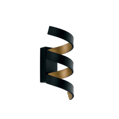 Luminosa Lighting Luminosa Helix Led Swirl Wall Light BlackGold 720Lm 3000K 10X26X13.5Cm