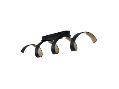 Luminosa Lighting Luminosa Helix Led Swirl Semi Flush Light BlackGold 1600Lm 3000K 80X18X13.5Cm