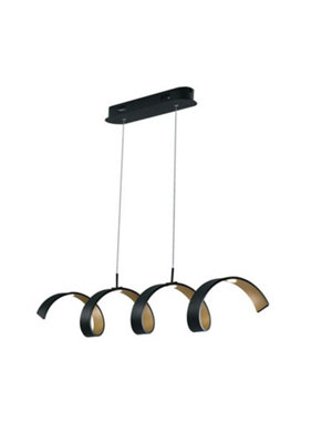 Luminosa Lighting Luminosa Helix Led Swirl Pendant Ceiling Light BlackGold 1600Lm 3000K 80X13.5Cm