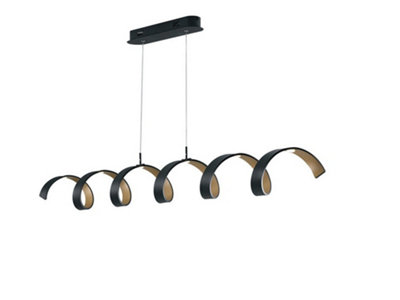 Luminosa Lighting Luminosa Helix Led Swirl Pendant Ceiling Light BlackGold 2400Lm 3000K 125X13.5Cm