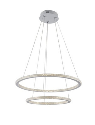 Luminosa Lighting Luminosa Bryant Led 2 Ring Pendant Ceiling Light White 3555Lm 3000K 60X2+40X2Cm from B&Q