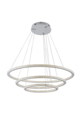 Luminosa Lighting Luminosa Bryant Led 3 Ring Pendant Ceiling Light White 6840Lm 3000K 80X2+40X2Cm from B&Q