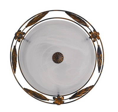 Luminosa Lighting Luminosa Riccio 2 Light Decorative Flush Ceiling Light White 40Cm from B&Q