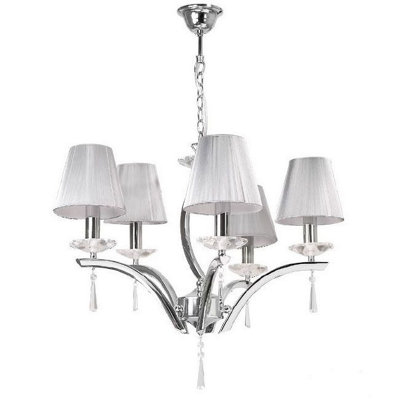 Luminosa Lighting Luminosa Orchestra 5 Light Chandeliers With Shades ChromeK9 Crystals With Fabric 60X50Cm