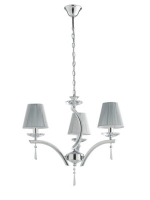 Luminosa Lighting Luminosa Orchestra 3 Light Chandeliers With Shades ChromeK9 Crystals With Fabric 60X50Cm