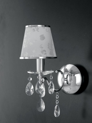 Luminosa Lighting Luminosa Boeme Wall Lamp With Shade ChromeCrystals And 16X34Cm from B&Q