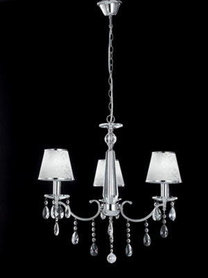 Luminosa Lighting Luminosa Boeme 3 Light Chandeliers With Shades ChromeCrystals And 68Cm