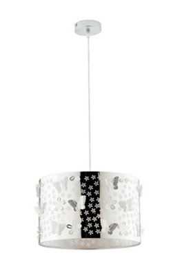 Luminosa Lighting Luminosa Butterfly Cylindrical Pendant Ceiling Light Chrome 35X22Cm from B&Q