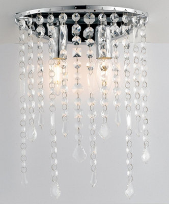 Luminosa Lighting Luminosa Breeze Wall Light ChromeK9 Crystals 25X35Cm from B&Q