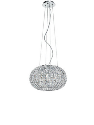 Luminosa Lighting Luminosa Concert 5 Light Pendant Ceiling Light ChromeK9 Crystals 45X28Cm