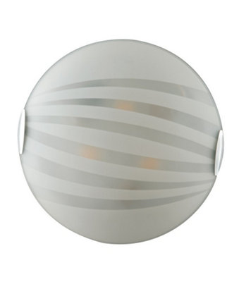 Luminosa Lighting Luminosa Kuna 3 Light Patterned Glass Flush Ceiling Light White 40Cm from B&Q