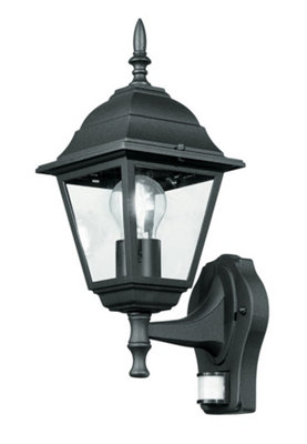 Luminosa Lighting Luminosa Roma Outdoor Up Wall Lanterns With Sensor BlackIp44 19.5X35X14.6Cm from B&Q