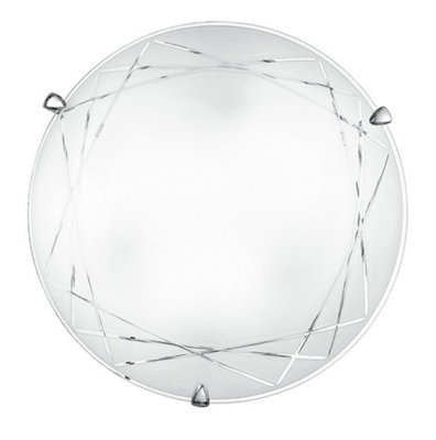 Luminosa Lighting Luminosa Paradise 2 Light Patterned Glass Flush Ceiling Light White 30Cm from B&Q