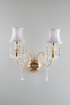 Luminosa Lighting Luminosa Monet Wall Light GoldCrystal With Fabric 40X37X24Cm from B&Q