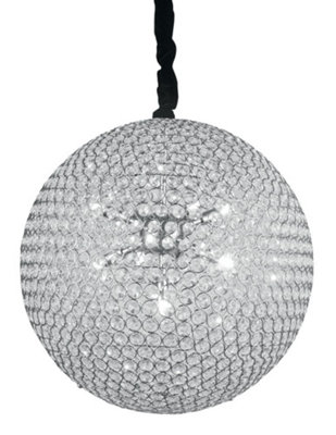Luminosa Lighting Luminosa Planet 9 Light Spherical Pendant Ceiling Light ChromeCrystals 50Cm from B&Q