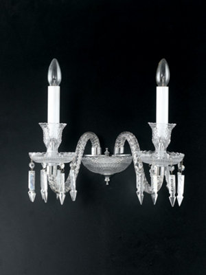 Luminosa Lighting Luminosa Louvre Twin 2 Light Candle Wall Light Chrome 38X38Cm