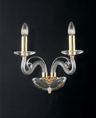 Luminosa Lighting Luminosa Epoque Twin 2 Light Candle Wall Light GoldCrystal 36X31X23Cm