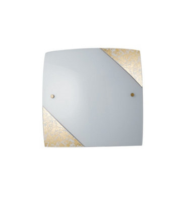 Luminosa Lighting Luminosa Paris 3 Light Patterned Glass Flush Ceiling Light Gold 40X40Cm from B&Q