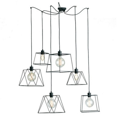 Luminosa Lighting Luminosa Brooklyn 6 Light Cluster Pendant Ceiling Light Black 250Cm from B&Q