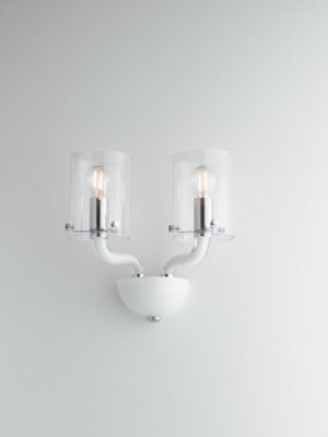 Luminosa Lighting Luminosa Aurora Wall Lamp With 2 Light Glass Shades White 31X24X17Cm
