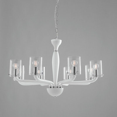 Luminosa Lighting Luminosa Aurora 8 Light Chandeliers With Shades White 79.2X48Cm