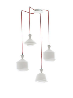 Luminosa Lighting Luminosa Sugar Mutli Arm Glass Ceiling PendantOpalRedE27 from B&Q