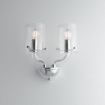 Luminosa Lighting Luminosa Aurora Wall Lamp With 2 Light Glass Shades Transparent 31X24X17Cm